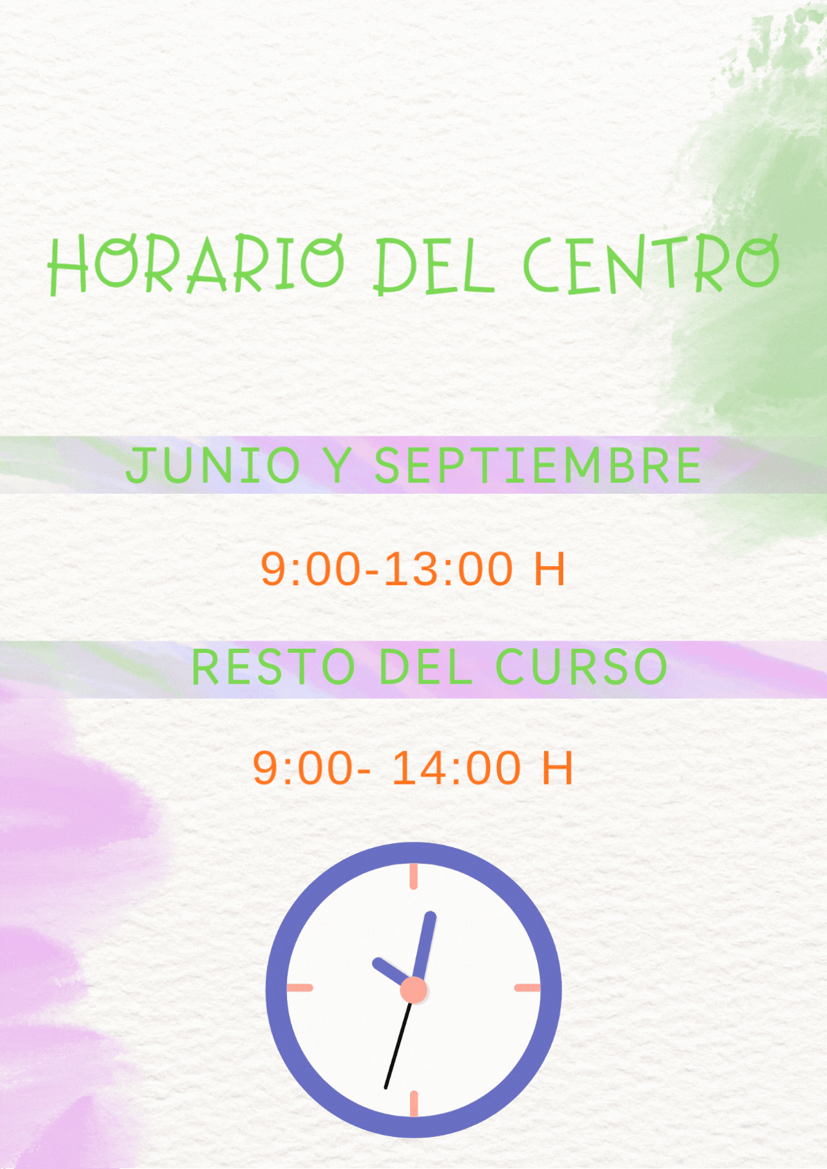 Horario del centro